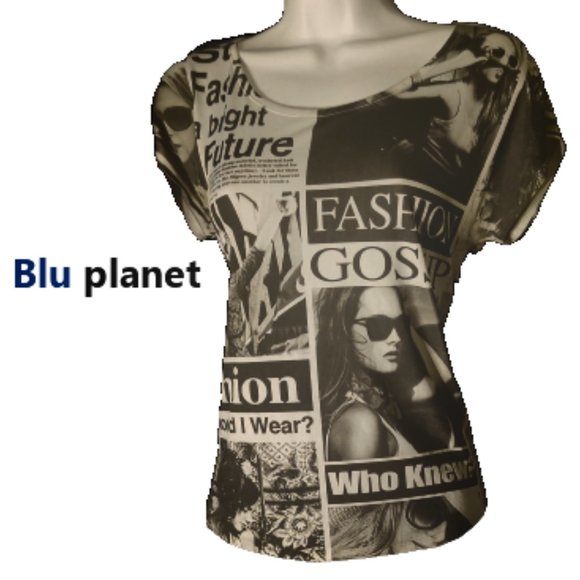 Ladies Large Blue Planet Graphic T - I Like This! - Picture 2 of 5